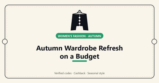 A coat on a hanger styled with a percent-off badge